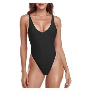 RELLECIGA Women's One Piece Thong Swimsuit  3XL Black NWT